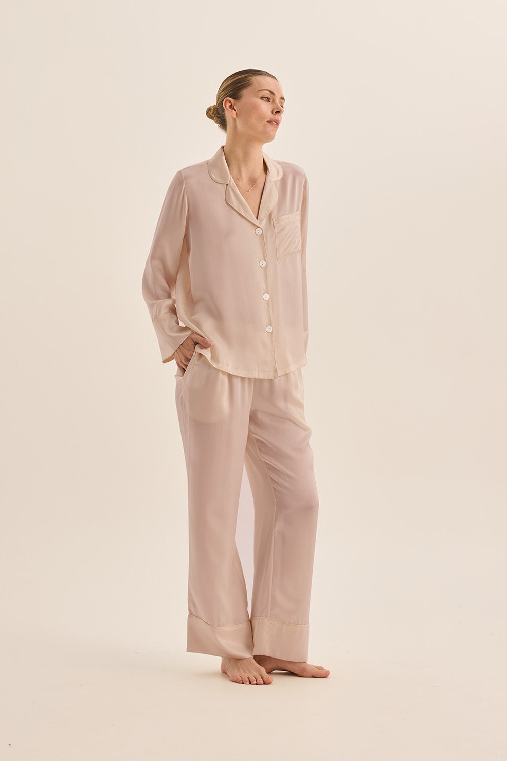 Emerald Pure Silk Long Sleeve Wide Leg Pyjama Set