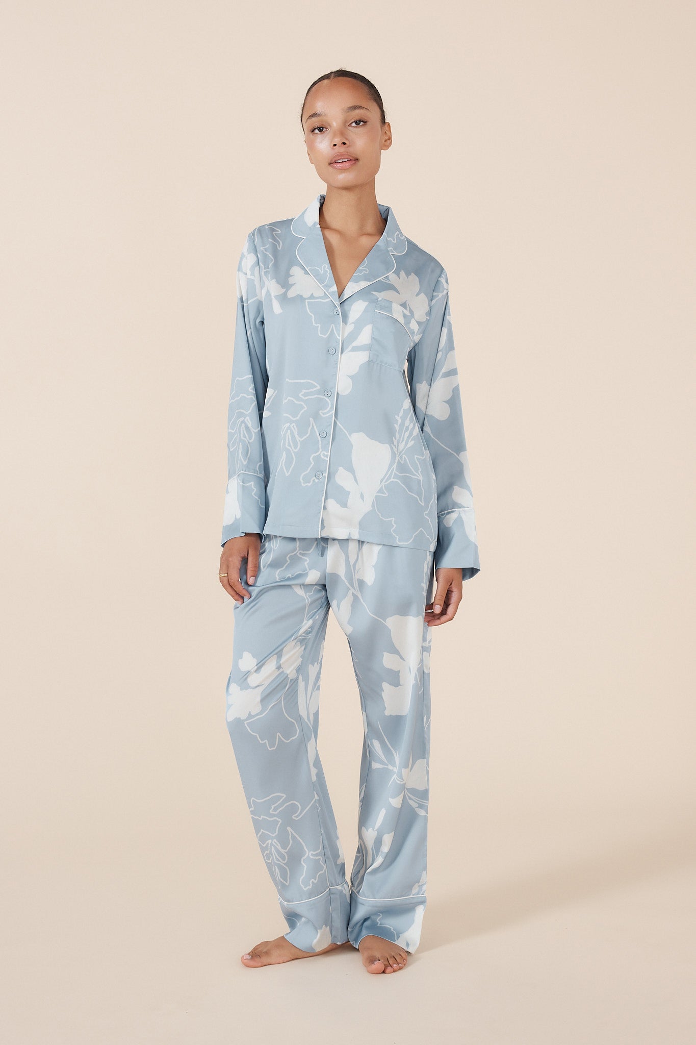 Elina Botanical Silky Satin PJ set