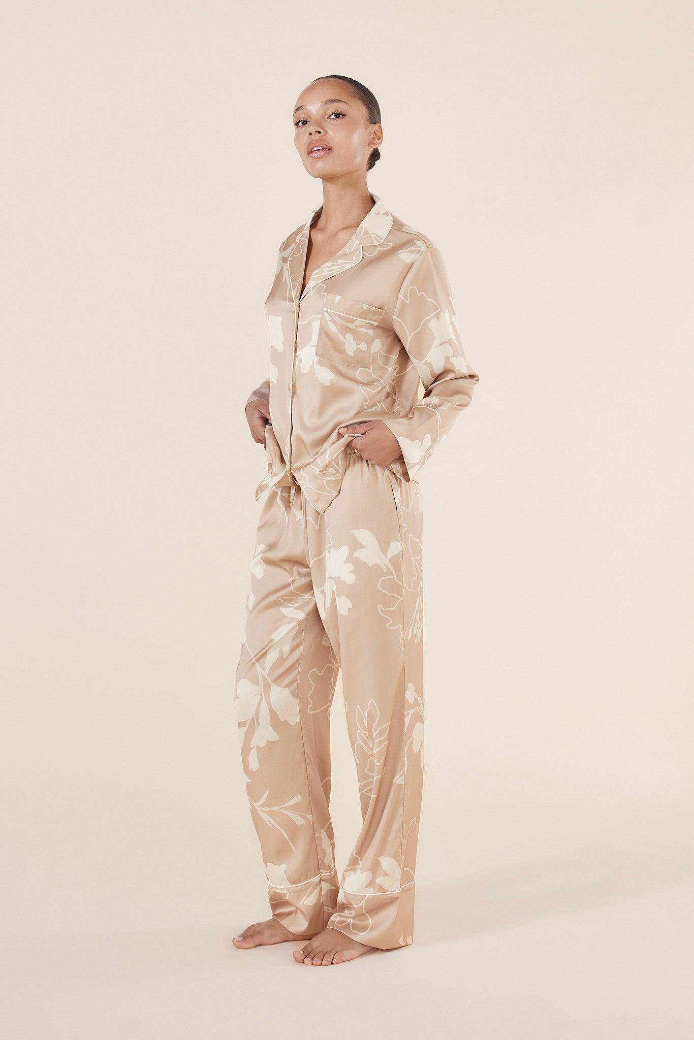 Elina Botanical Silky Satin PJ set
