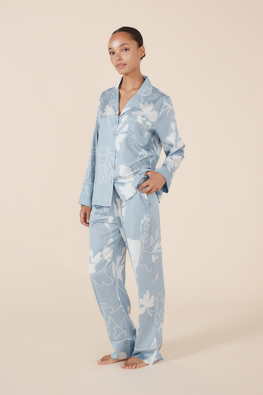 Elina Botanical Silky Satin PJ set