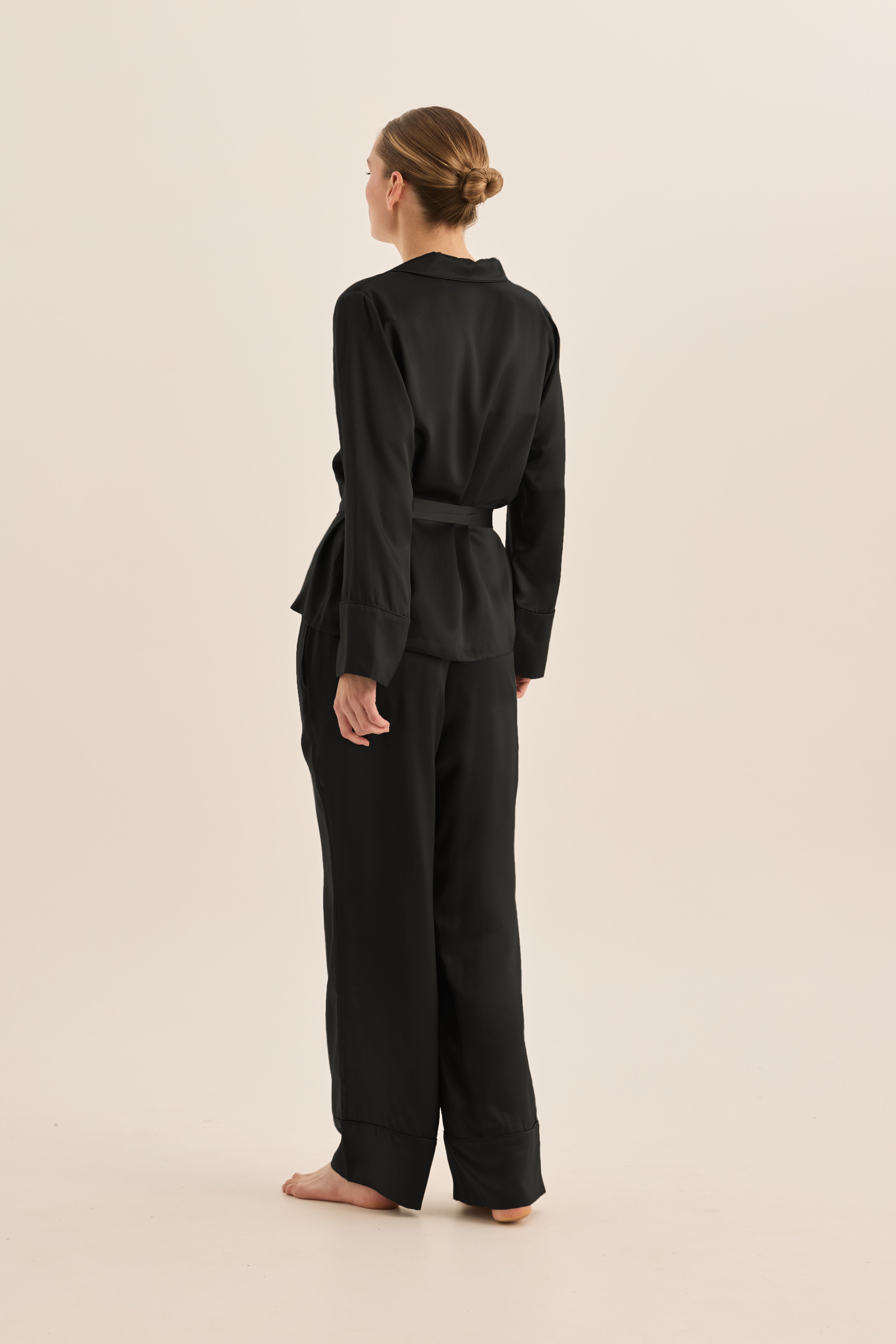 Emerald Pure Silk Long Sleeve Wide Leg Pyjama Set
