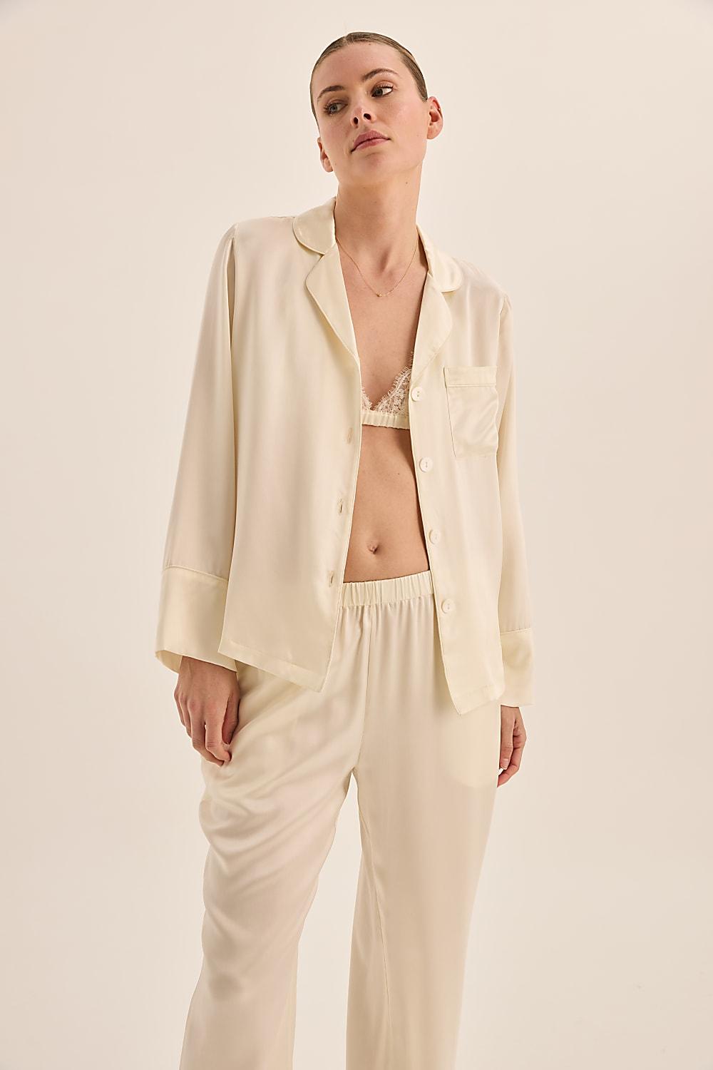 Emerald Pure Silk Long Sleeve Wide Leg Pyjama Set