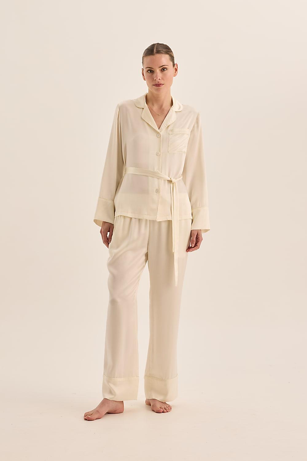 Emerald Pure Silk Long Sleeve Wide Leg Pyjama Set