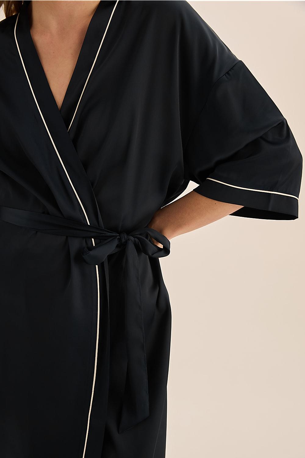 Lacey Navy Satin Robe