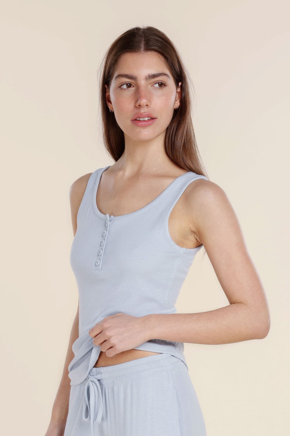 Liberty Ribbed Singlet Henley Top