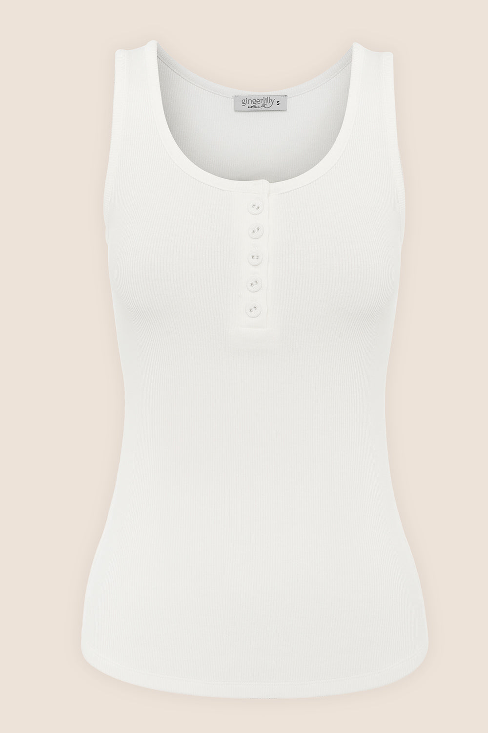 Liberty Ribbed Singlet Henley Top