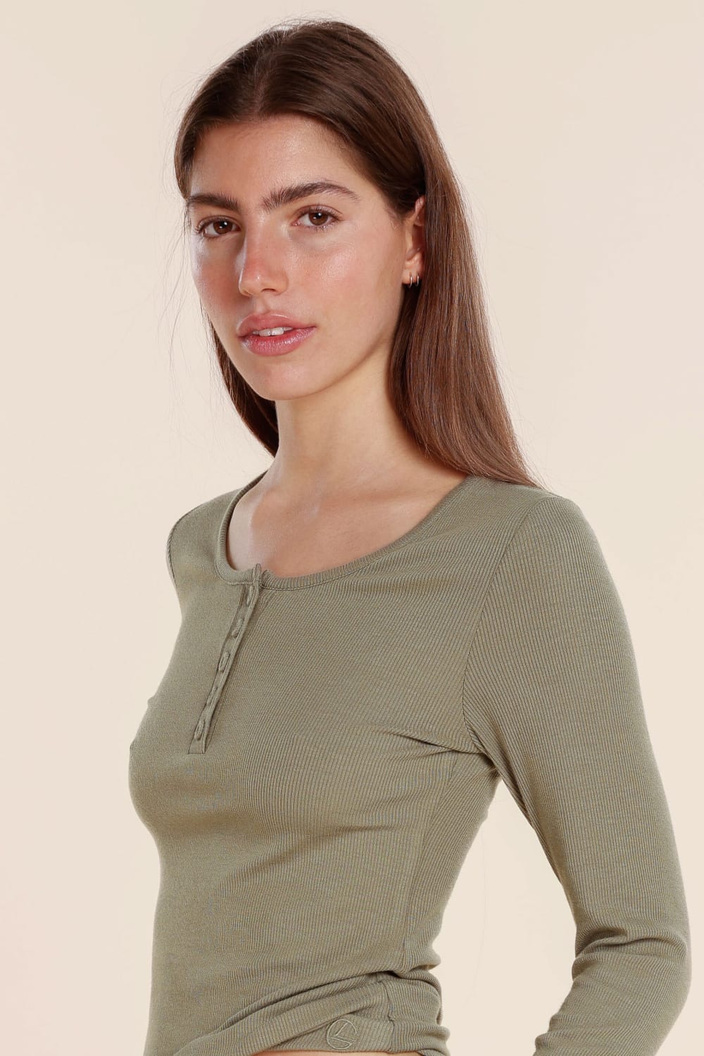 Lille Ribbed Long Sleeve Henley Top