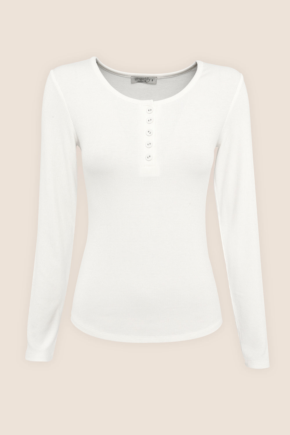 Lille Ribbed Long Sleeve Henley Top