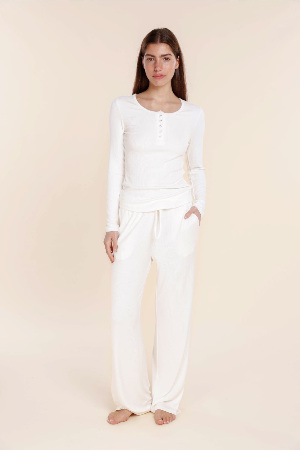 Lille Ribbed Long Sleeve Henley Top