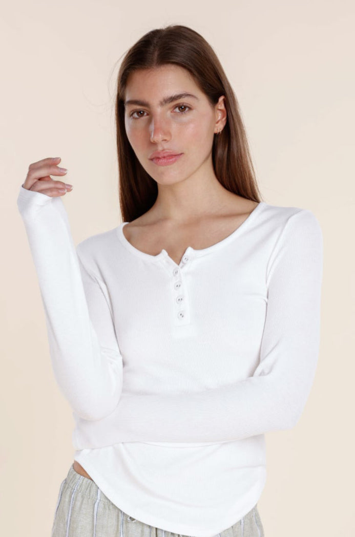 Lille Ribbed Long Sleeve Henley Top