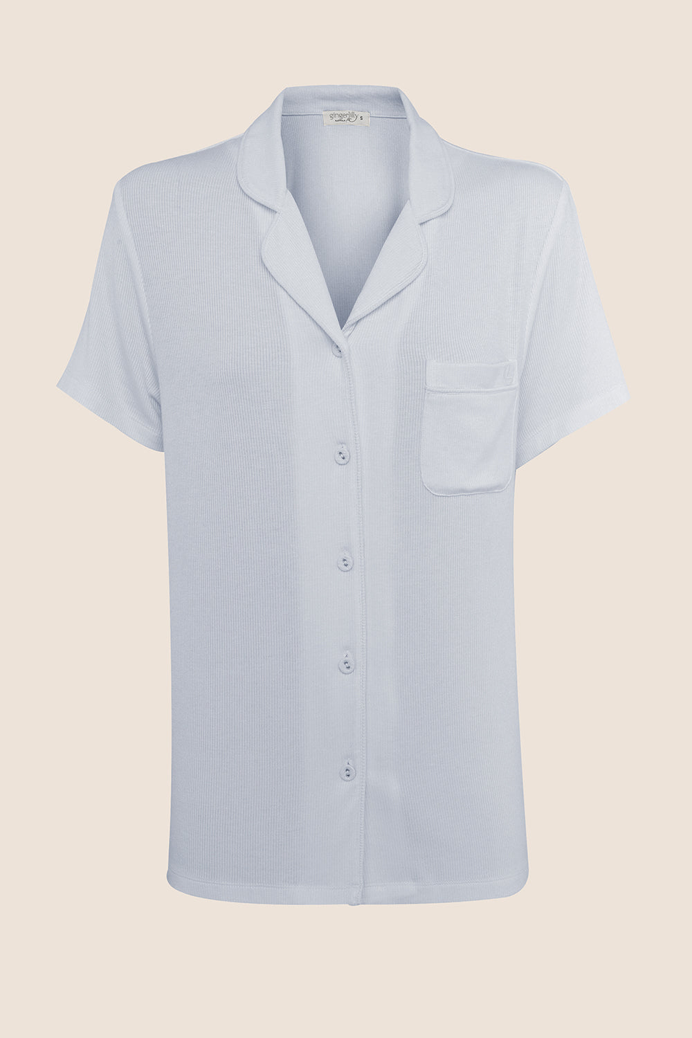 London Ribbed Long Sleeve Button Up Top