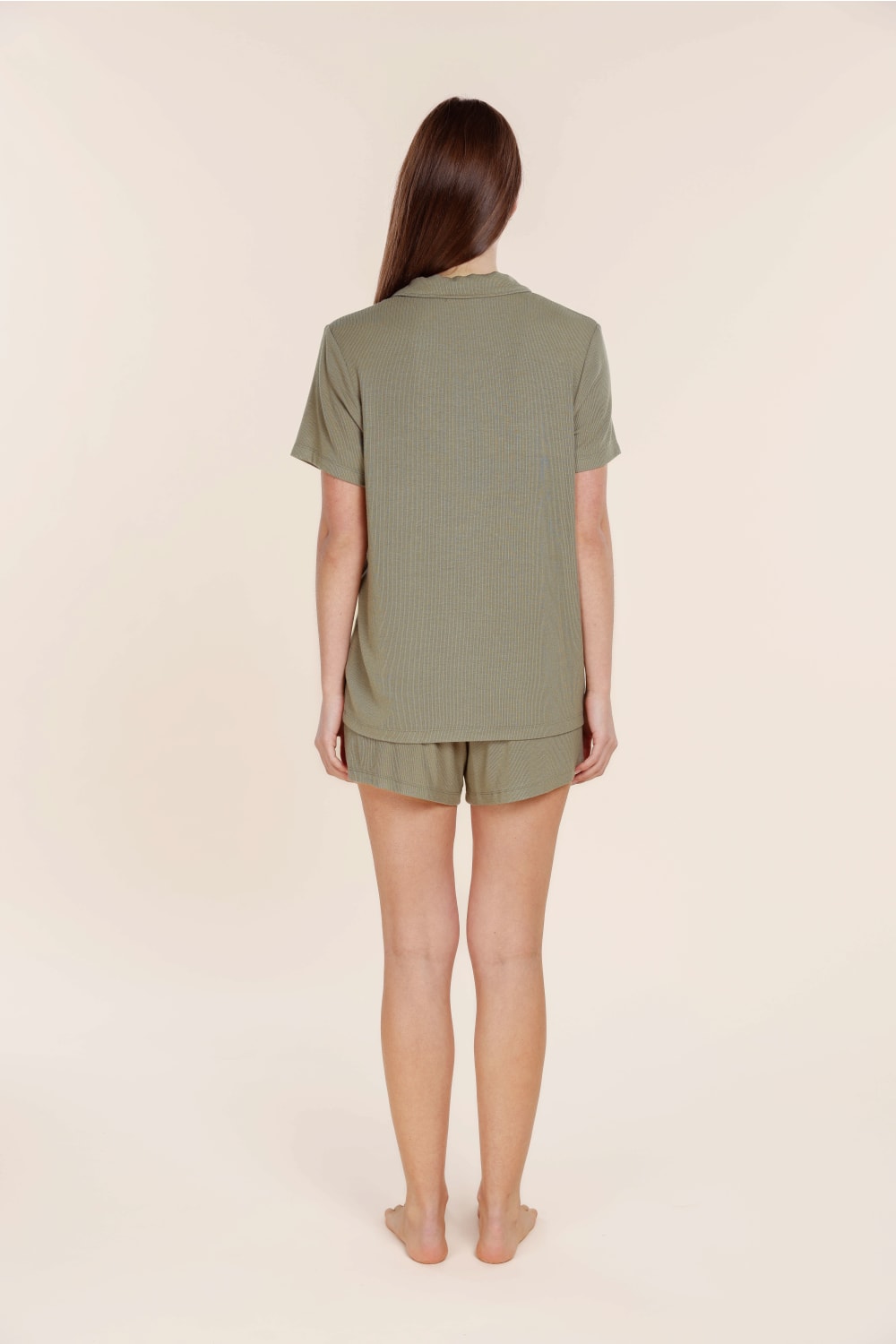 Lyon Ribbed Short Sleeve Button Up Top
