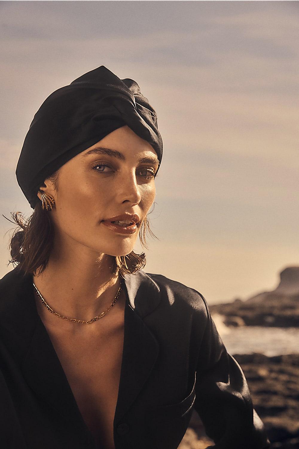 Majestic Black Pure Silk Turban