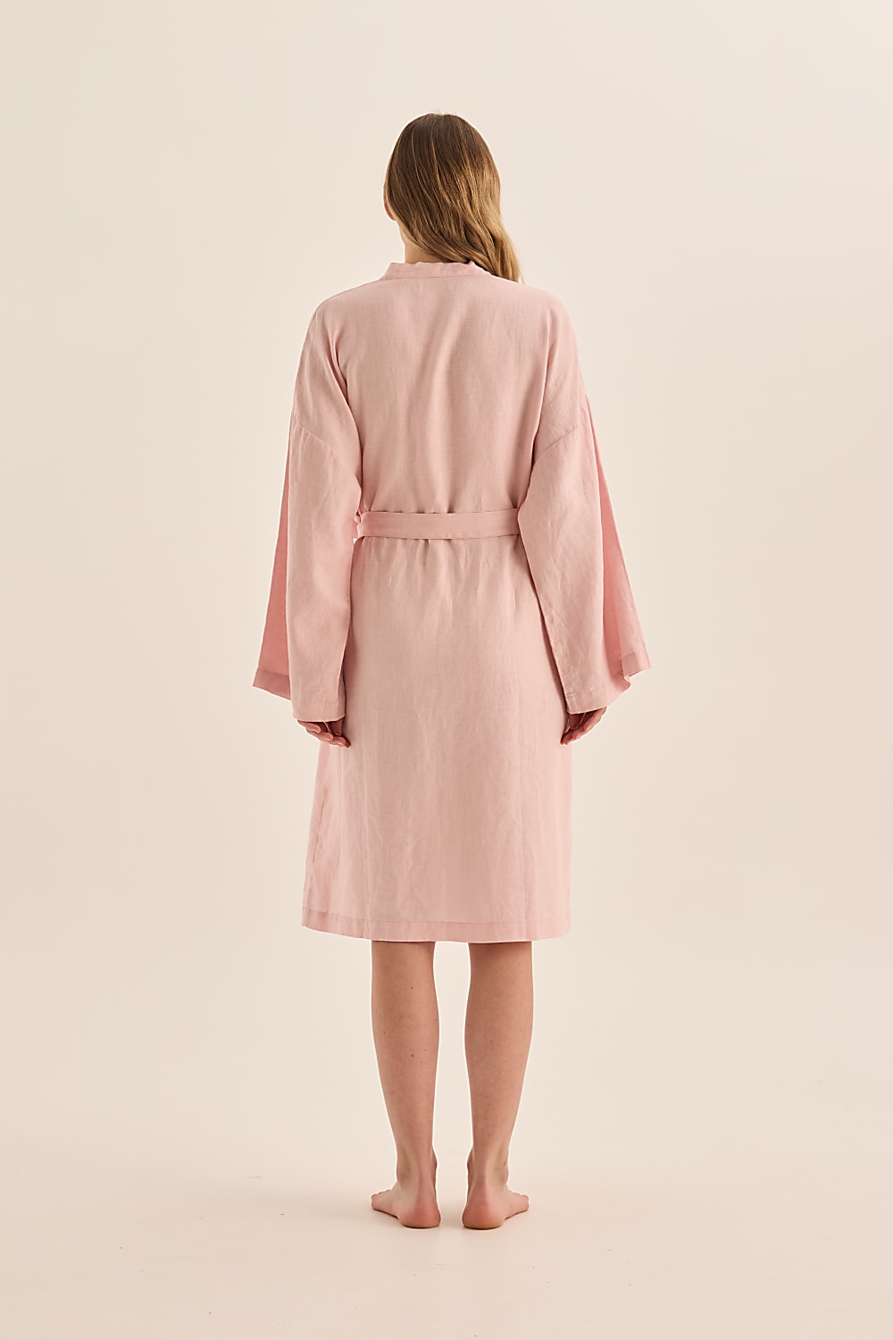 Mia Pink Linen Bathrobe
