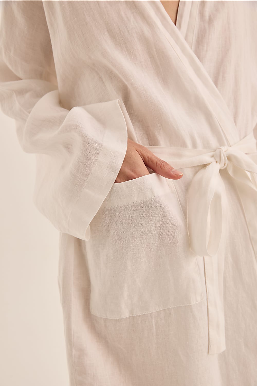 Mia White Linen Bathrobe
