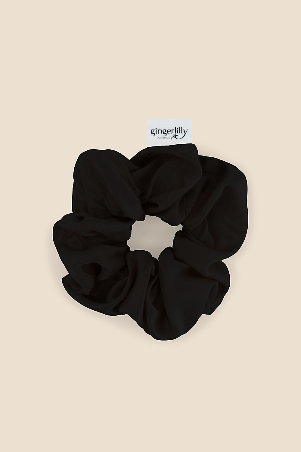 Serene Pure Silk Black Scrunchie